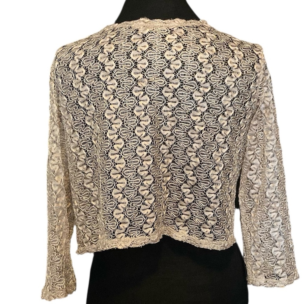 Ultra Teeze Cream Lace Bolero Shrug with 3/4 Sleeves - Picture 6 of 6